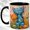 Black, variant on Geometric Cat Trio Coffee Mug, Colorful Pet Mug, Ceramic 11 oz