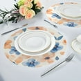 thumbnail image 2 of WOBOGO Pastel Peach and Blue Flowers Round Placemats Set of 6 Heat Resistant Washable Kitchen Table Decorations 15.4in, 2 of 7