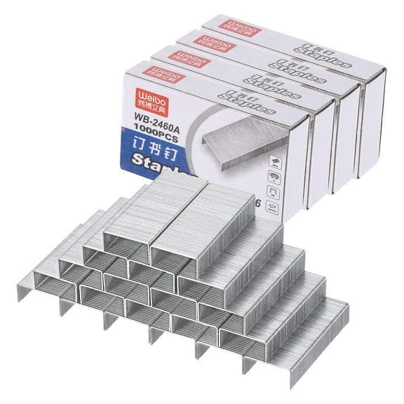Uxcell 24/6 Standard Staples,4Box 4000pcs 1/4" Leg Length Clinch Chisel Point Staples
