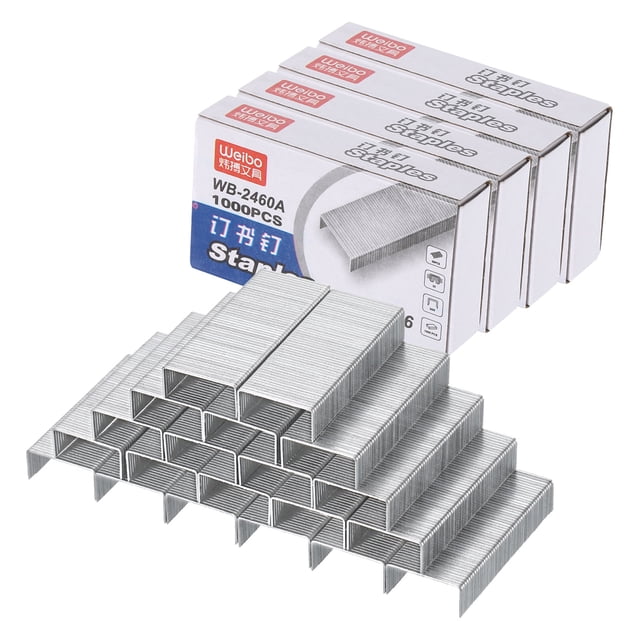 Uxcell 24/6 Standard Staples,4Box 4000pcs 1/4" Leg Length Clinch Chisel Point Staples