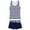 Navy Blue Stripes, variant on PROALLO Girls Bathing Suits Two-Piece Swimsuit with Boyshorts Vest-Style Tankini(6-7T Hibiscus)
