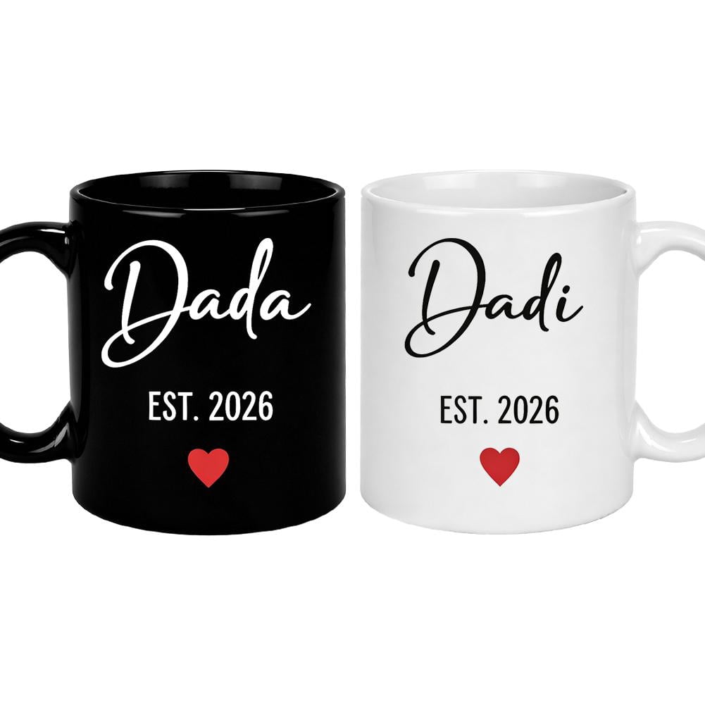 “Dada & Dadi Est. 2026” Commemorative Mug Set — Exclusive Coffee Cups for Mother’s Day & Father’s Day, a Cherished Keepsake for New Grandparents, and a Special Mug for Announcing the Baby’s Arrival