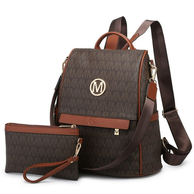 MKP Mochila de moda para mujer, bolso con múltiples bolsillos, mochila antirrobo de firma, bolso de hombro de viaje para mujer, bolso de mano, 2 uds.