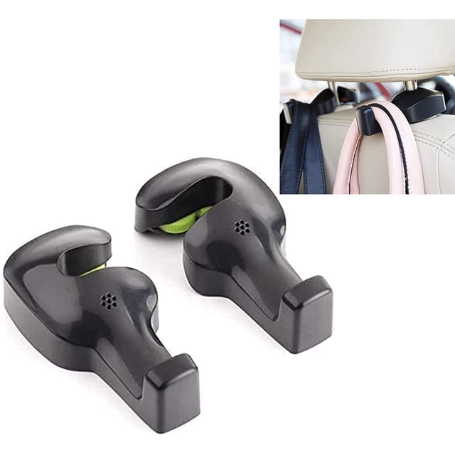CHAO Gancho universal para reposacabezas de asiento trasero de coche, para colgar bolsos, carteras, ropa, comestibles (negro, juego de 2)