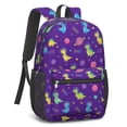 thumbnail image 2 of Dinosaur and Planet Purple Pattern 17" School Backpacks for Teens,Waterproof Oxford Fabric,S-Shape Padded Straps for School,Travel,Hiking,Camping, 2 of 6