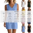 thumbnail image 3 of Yteetum Jumpsuits for Women Summer Sleeveless V Neck Cotton Button Waist Tie Rompers Womens Casual Solid Loose Lightweight Comfy Beach Travel Vacation Overalls, 3 of 8