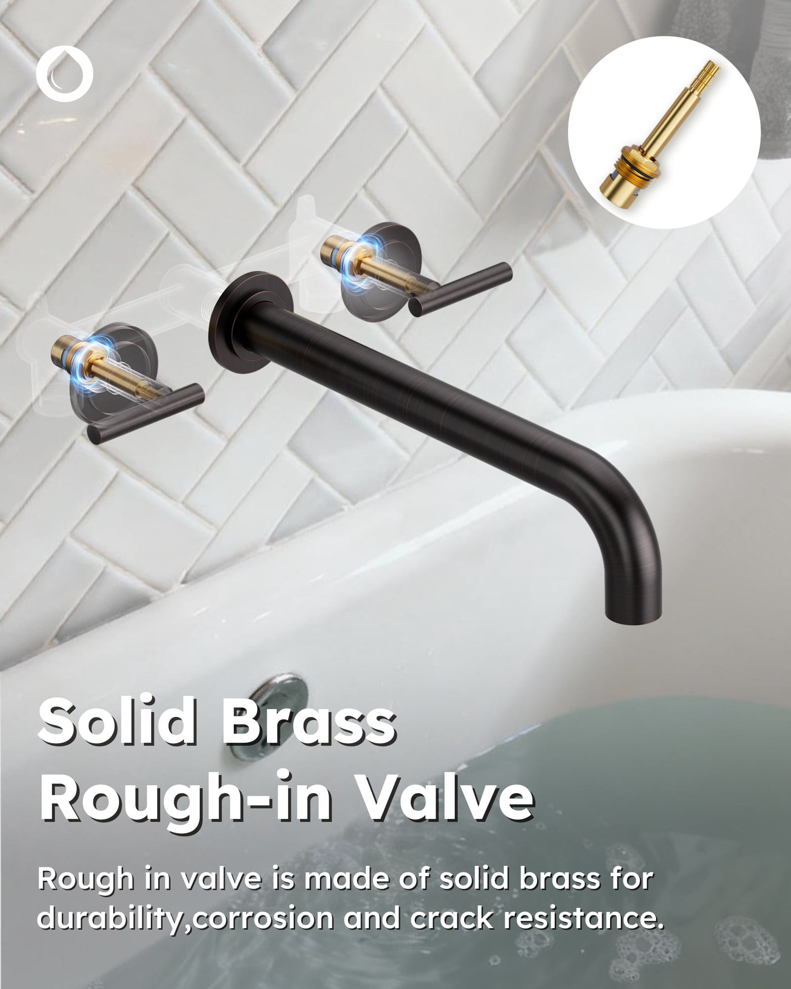 Wall Mount Tub Filler: Wowow Oil Rubbed Bronze Bathtub Faucet Long Spout Reach, Bath Tub Filler Faucet 2 Handle Wall Mounted Bathtub Faucets with Brass Rough in Valve Included Wall Mounted Tub Faucet