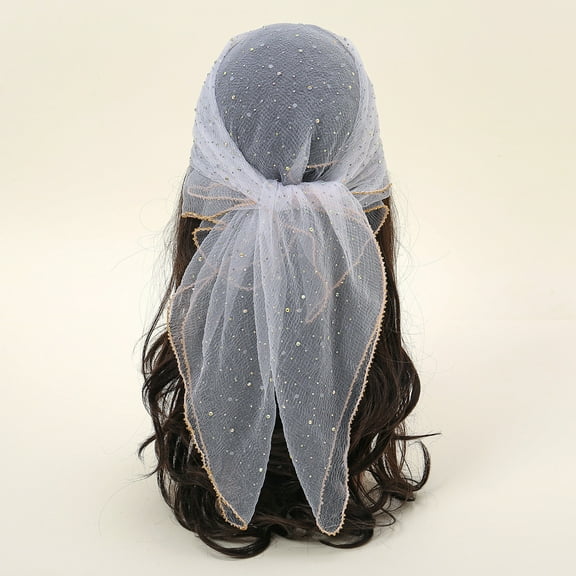SDJMa Glitter Decor Head Scarf - 80x80cm Multipurpose Square Shawl for Hair, Neck & Bag Accessory (C)
