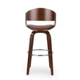 thumbnail image 5 of Soledad Mid-Century Modern Upholstered Swivel Barstool, Cognac Brown and Walnut, 5 of 11