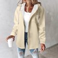 thumbnail image 2 of Hueook Coats Women Puffer Jacket with Hood Thicken Women's Solid Color Long-sleeved Long-sleeved Hooded Casual Coat Beige 2X, 2 of 5