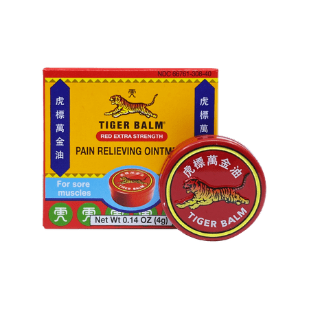 Tiger Balm Pain Relieving Ointment, Red Extra Strength, 0.14 oz (4 g) - ( 4 pack )