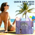thumbnail image 3 of Mesh Beach Bag, Large Beach Tote with Zipper Pocket for Family Pool Bag for Toys & Vacation Essentials, 3 of 8