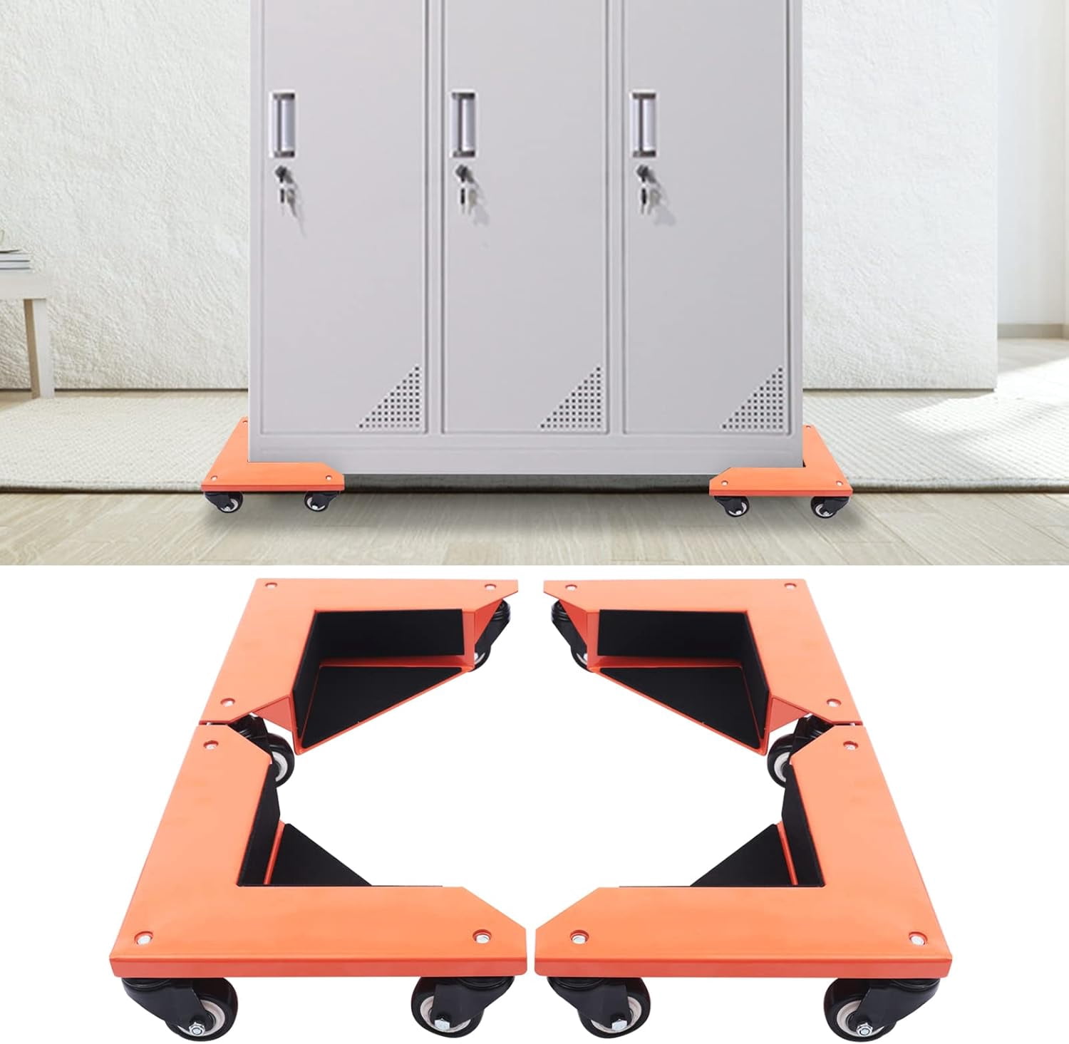Desk Cabinet Corner Mover Dolly Furniture Dollies Roller with 1409Lb Load Capacity, Universal Mobile Base Moving Cart with Wheels for Moving Pianos, Washing Machines, Refrigerators, Desks (Set of 4)