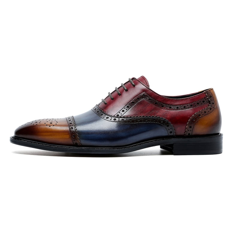 Santimon Blue Dress Shoes for Men Multicolor Wingtip Brogue  display picture 1