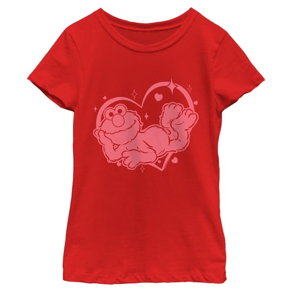 Girls Sesame Street Heart Framed Elmo Pose T Shirt