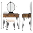 thumbnail image 4 of Giantex Vanity Table Set, Makeup Dressing Table w/3-Color Touch Screen Dimming Mirror, Additional Storage Organizer, Brown, 4 of 8