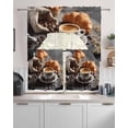 thumbnail image 2 of Coffee Bread Swag Valance for Window, 3 Piece Modern Hot Coffee Cup Croissant Light Filtering Swag Curtain Rod Pocket Kitchen Curtain Valance for Bedroom 3 Piece, 2 of 6