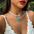 thumbnail image 4 of HGYCPP Simple Large Starfish Pendant Necklace Clavicle Chain White Rope Collar Necklace, 4 of 14