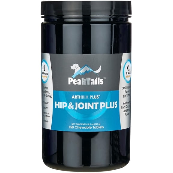 KALA HEALTH PeakTails Arthrix Plus, 150 Count Tablets, Provides Hip & Joint Support for Dogs, Formulated with Clinically Studied Ingredients, MSM, Glucosamine, Chondroitin