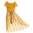 thumbnail image 3 of Little Girls 2 Ways Ruffle Hi Lo Maxi Skirt Romper Belt Jumpsuit Romper USA Mustard 4 (2J1K42S), 3 of 4
