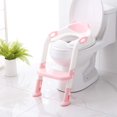 thumbnail image 1 of Asiento para ir al baño SKYROKU con taburete y escalera, color rosa, 1 of 7