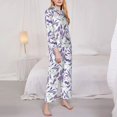thumbnail image 3 of Balery Lavender Flowers Conjunto de Pijama con Estampado para Mujer, Conjunto de Dos Piezas con Manga Larga, Ropa de Dormir Suave con Bolsillos, Pijamas Cómodos-XX-Large, 3 of 7
