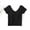 Black, variant on Women's Ribbed Knit V-Neck Short Sleeve Crop Top Seamless Fitted T-Shirt for Loungewear & Layering Pink M