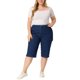 thumbnail image 2 of Pantalones cortos de mezclilla cargo para mujer de talla grande Agnes Orinda con cremallera, botón y bolsillos laterales, azul oscuro 2X, 2 of 6
