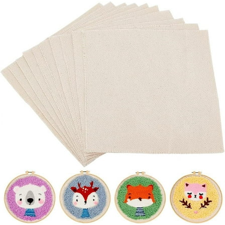 10PCS Cotton Stitch Fabric Embroidery Fabric in Lemon Chiffon Colour Main Tufted Fabric 9.8x9.8inch Square Embroidery Fabric for Garment Crafts diy