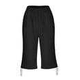 thumbnail image 4 of Casual Pants for Women Women's Summer Loose Breathable Cotton And Linen Quarter Pants With Back Pockets, 4 of 6