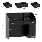 AHB 50-inch Reception Desk with Counter, Front Desk Office Desk with Storage Shelves, Black