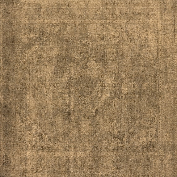 Ahgly Company Indoor Square Oriental Brown Industrial Area Rugs, 8' Square
