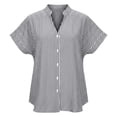 thumbnail image 6 of Enjoytime Womens Blouses Trendy Striped V-Neck Button Down Shirts Short Sleeve Dressy Business Casual Work Tops, 6 of 6
