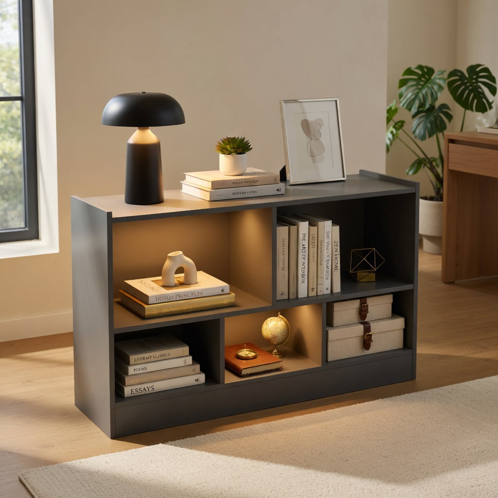 Barara King Kids Storage Unit Bookshelf,Toy Storage Organizer,Kids 2-Shelf Bookcase 5-Cube Wood Toy Storage Cabinet Organizer-Gray