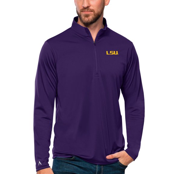 Men's Antigua Purple LSU Tigers Tribute Quarter-Zip Top