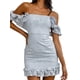 thumbnail image 2 of Lucakuins, vestido ajustado de encaje Floral para mujer, cuello barco, espalda descubierta, volantes, vestido de cóctel, minivestido de fiesta de verano Lucakuins  moda, 2 of 9