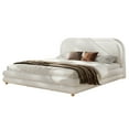 thumbnail image 3 of Christopher Knight Home 88" King Size Bed Frame, Boucle Upholstery with Thick Curved Headboard, White, 3 of 13