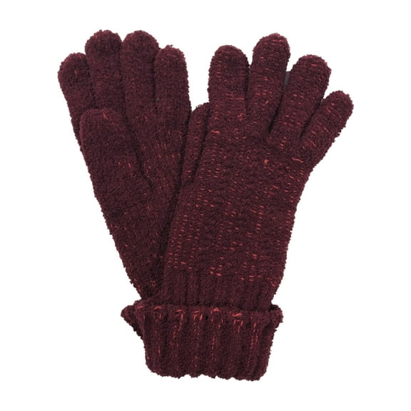 Fownes Womens Soft Burgundy & Pink Cuffed Knit Gloves