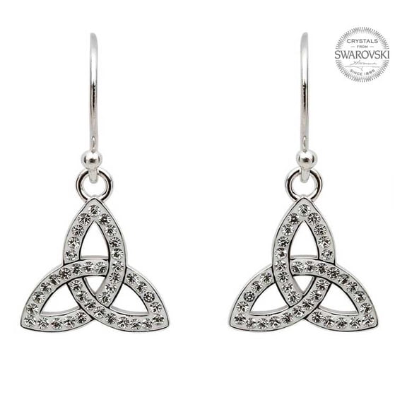 ShanOre Irish Women's Swarovski Crystals  Sterling Silver Trinity Earrings