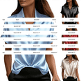 thumbnail image 3 of Only Moment Shirt for Women Short Sleeve V Neck Satin Dressy Casual Summer Short Sleeve Button Down Shirts Business Work Tops Womens Blouses Sky Blue,S, 3 of 6