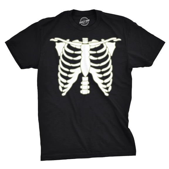 Mens Glowing Skeleton Rib Cage Cool Halloween Costume T Shirt Glow in The Dark Tee Graphic Tees