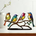 thumbnail image 6 of Birds on a Branch Desktop Decor - Multicolor Hummingbird Craft Statues for Office, Home, Window Sill, and Aviary Themed Gifts, 6 of 8