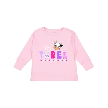 

Inktastic I m 3 Cute Cow and Polka Dots Gift Toddler Boy or Toddler Girl Long Sleeve T-Shirt