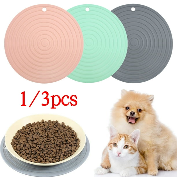 1/3Pcs Silicone Pet Food Placemat Round Dog Bowl Mat Small Medium Breed