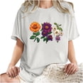 thumbnail image 4 of Raglan Sleeve Tops For Women Floral Print Tshirts Women Crew Neck Short Sleeves Tees Swing Flare Top for Leggings Casual Comfy Tunic Tops For Women Basic Loose Fit T-Shirts, 4 of 6