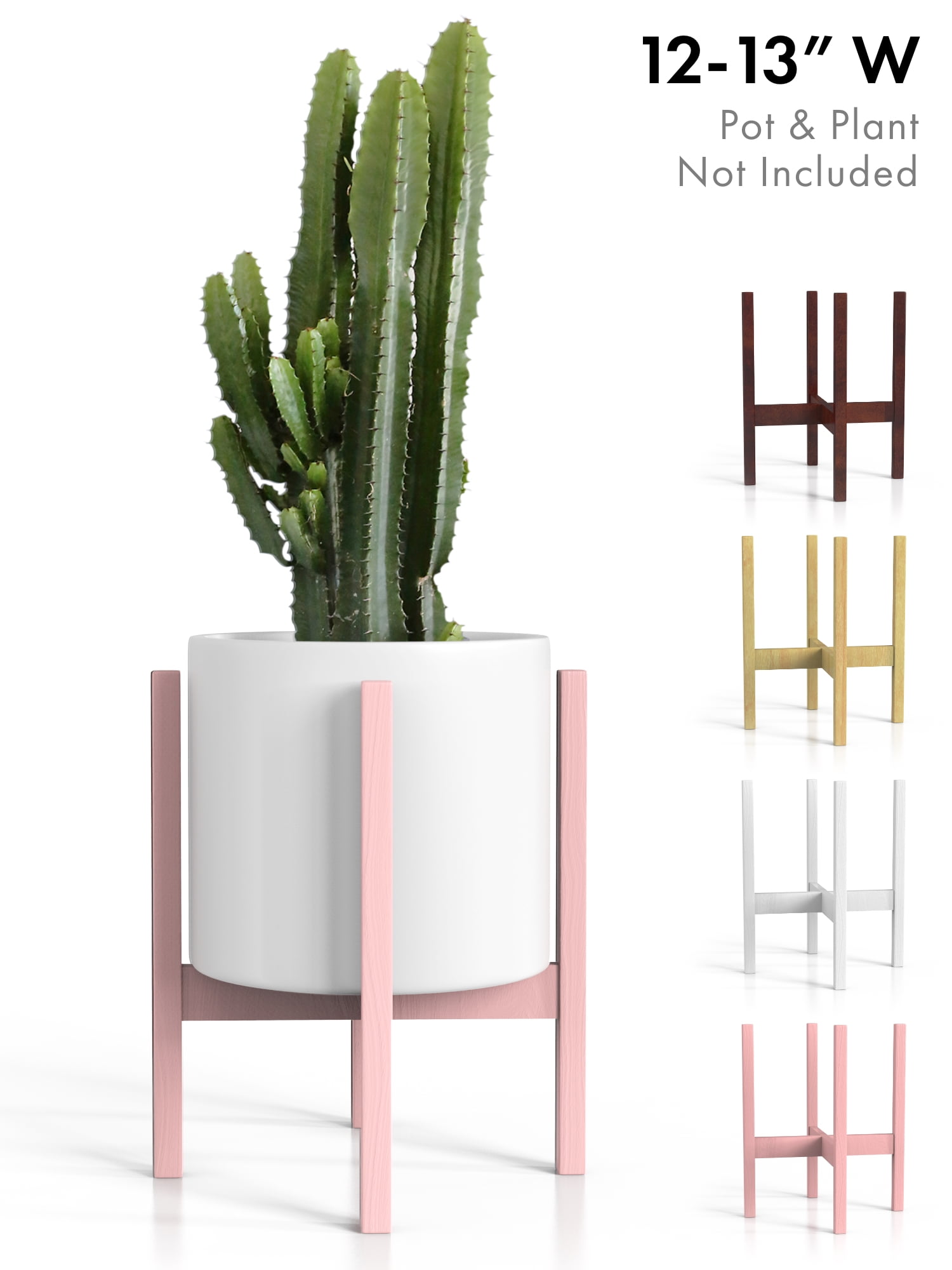 Plant Stand Mid Century Modern Tall Planter Holder - Pink ...
