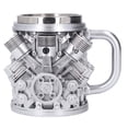 thumbnail image 2 of Taza de Acero Motoros inoxidables, V8 Y V6 3D Motor Taza de Café Creativo Personalizado de Acero inoxidable con asa aislante para los entusiastas del Automóvil, Padre, 2 of 7