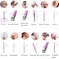 thumbnail image 5 of Nail Clipper Set, 12PCS Manicure Set Fingernail Clippers Kit Fashion Color Purple Stainless Steel Pedicure and Manicure Kit with Purple PU Leather Case, 5 of 9