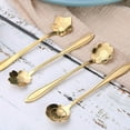 thumbnail image 6 of 4Pcs Cute Stainless Steel Flower Teaspoon Dessert Coffee Spoon Gold, 6 of 6