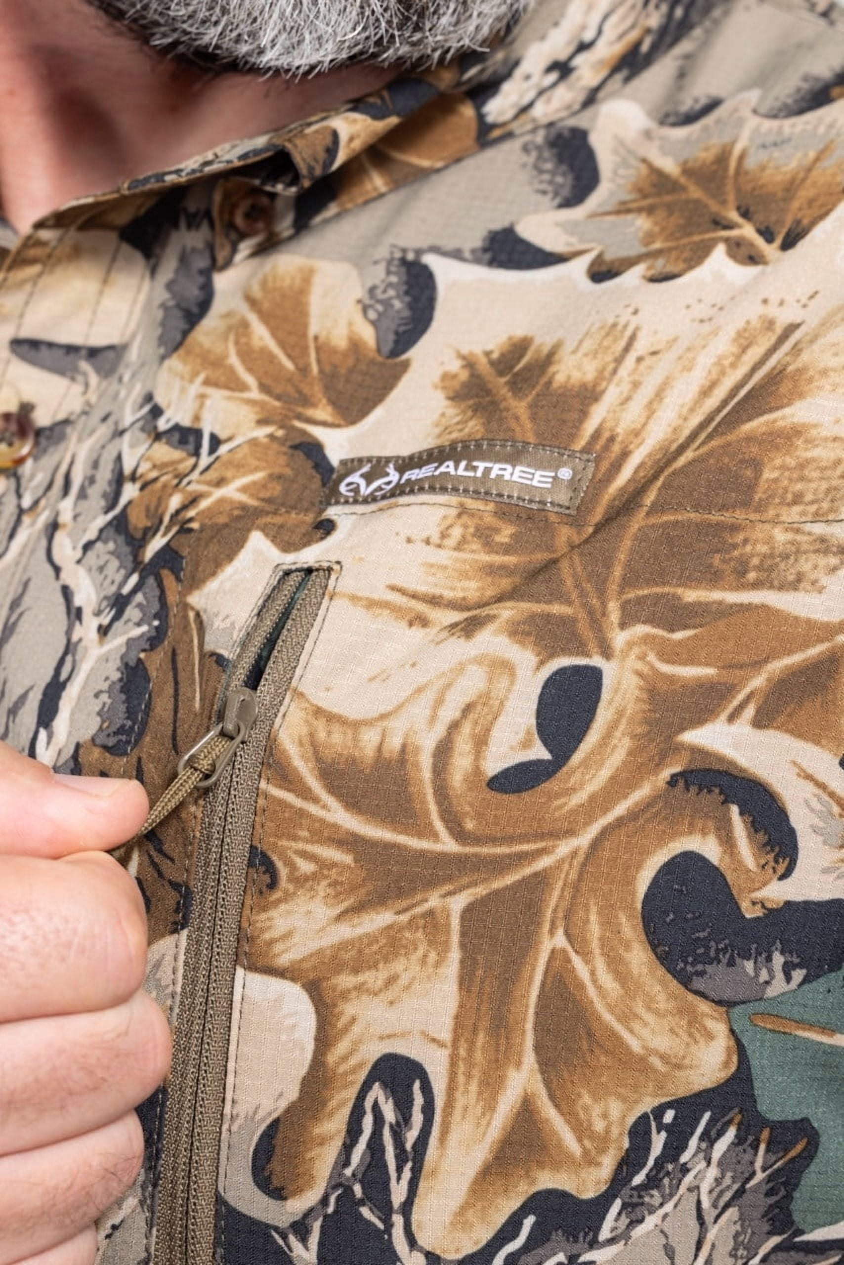 Realtree Men's Long Sleeve Button-Down Hunting Shirt, AC Camo, Lightweight Outdoor Wear, Size L